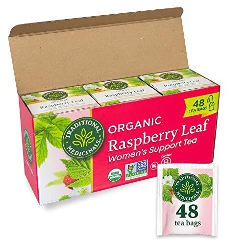 Image of Traditional Medicinals Tea, Organic Raspberry Leaf, Eases Menstrual Cramps, Supports a Healthy Pregnancy, 48 Tea Bags (3 Pack)