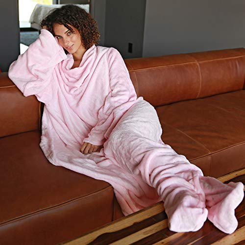 Catalonia Wearable Fleece Blanket with Sleeves and Foot Pockets for