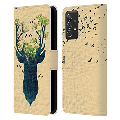Housse cuir Galaxy A53 5G anti-choc avec porte-carte Cerf Silhouette Faune et Flore