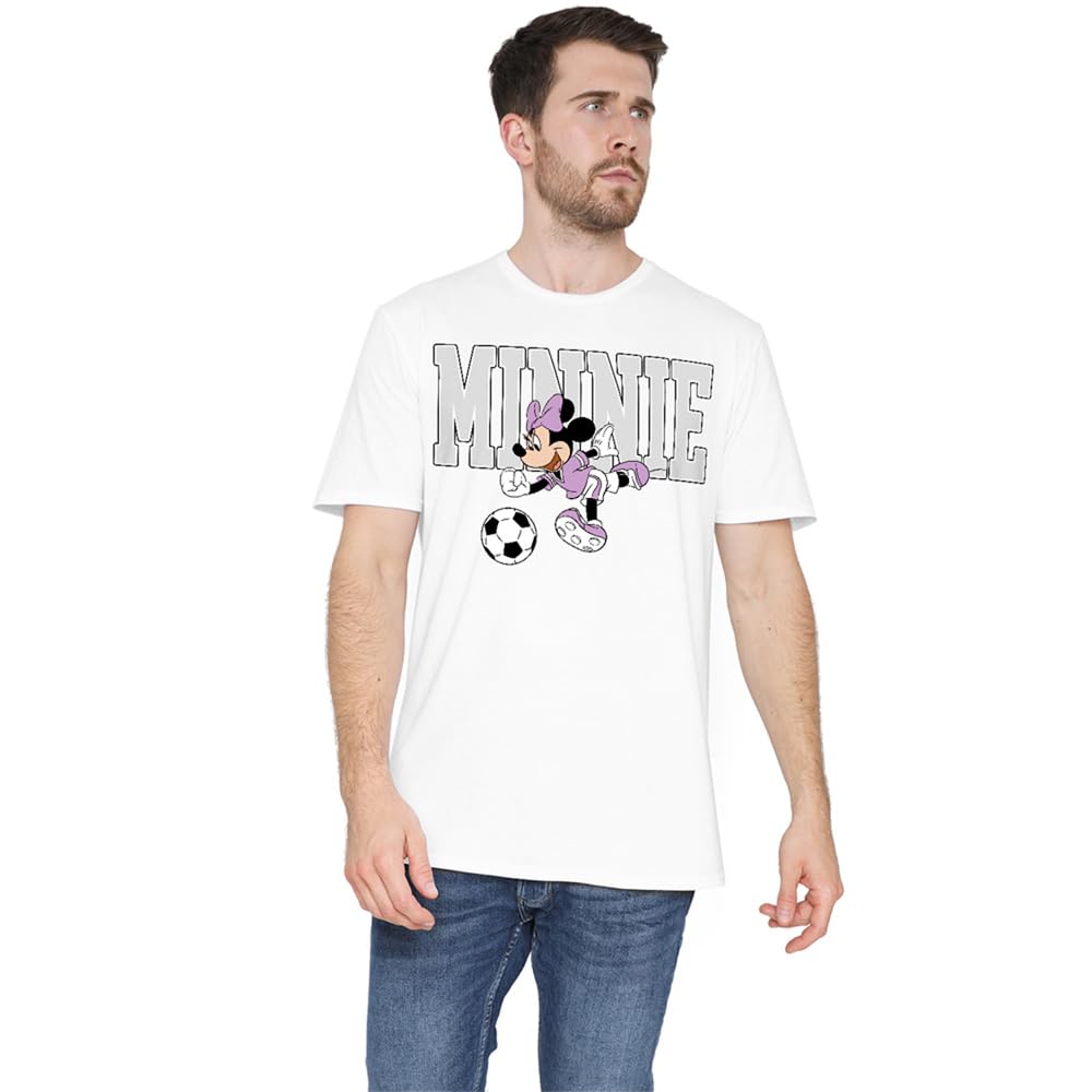 Disney Minnie Mouse Football Kick Unisex T Shirt, White, XXXXX-Large