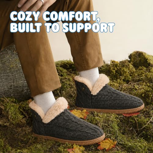 Image of Dearfoams Men's Memory Foam Indoor House Slippers Brixen Ankle Boot House Shoes - Gifts for Men