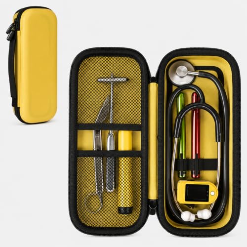 Image of ALKOO Stethoscope Case for 3M Littmann Classic III /Cardiology IV, Yellow | for MDF Acoustica Stethoscopes, for Nurses, Doctors, Nursing School Essentials, Students, Clinic, EMS, Travel, Hard Bag Only