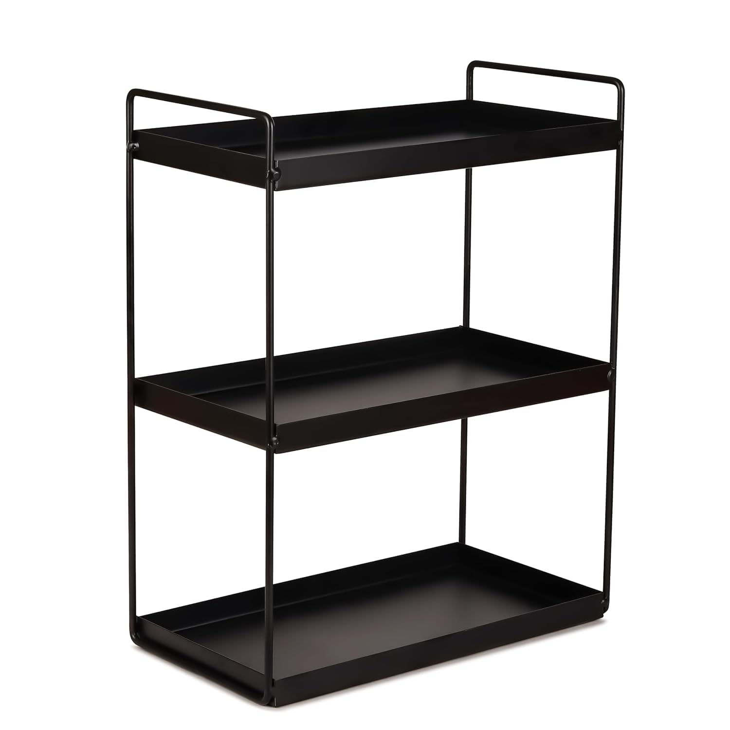 FUNTEREST Heavy Duty Metal Stand 3-Tier Standing Rack for Home, Bathroom Countertop Storage Shelf, Cosmetic Organizer Holder Kitchen Spice Rack, (Black)-image-24