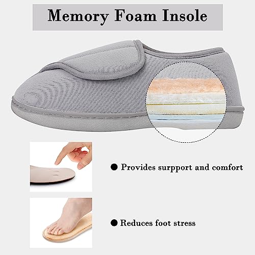 Womens Diabetic Slippers Adjustable Closure Toe Swollen Feet Slipper Shoes Memory Foam Comfy House Shoes3