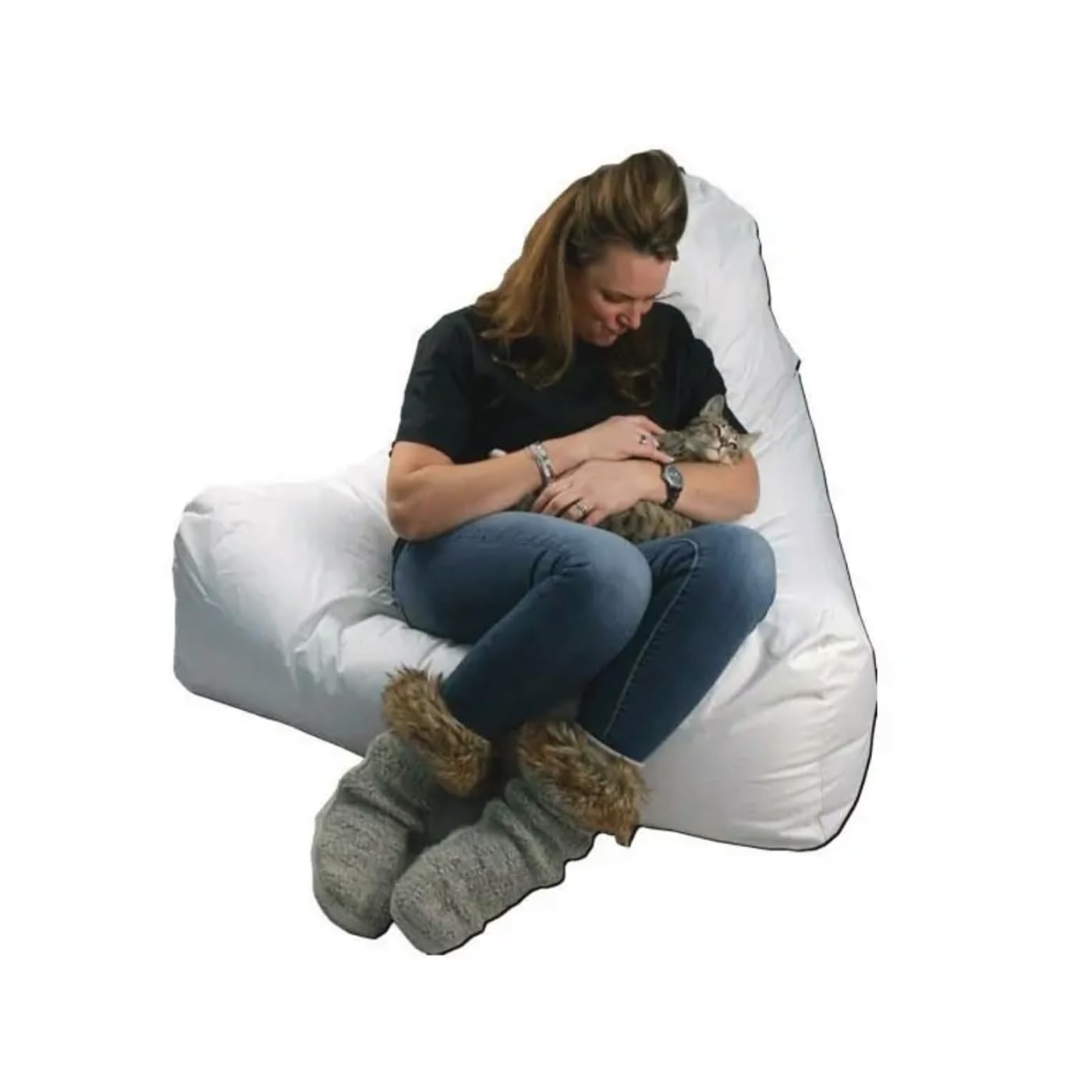 BigBeans - Bean Bag Cover without Filling Indoor Bean Bag Protection Chair Pillow (White, Chair (95cm x 110cm))