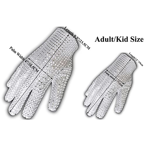Rhinestone Glove for Wen Women Kids Fans Sequin Glove (Left glove for adult)2