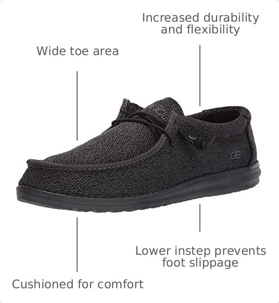 Image of HEYDUDE Men's Wally Sox Micro Total Black Size 12 | Men's Shoes | Men's Lace Up Loafers | Comfortable & Light-Weight