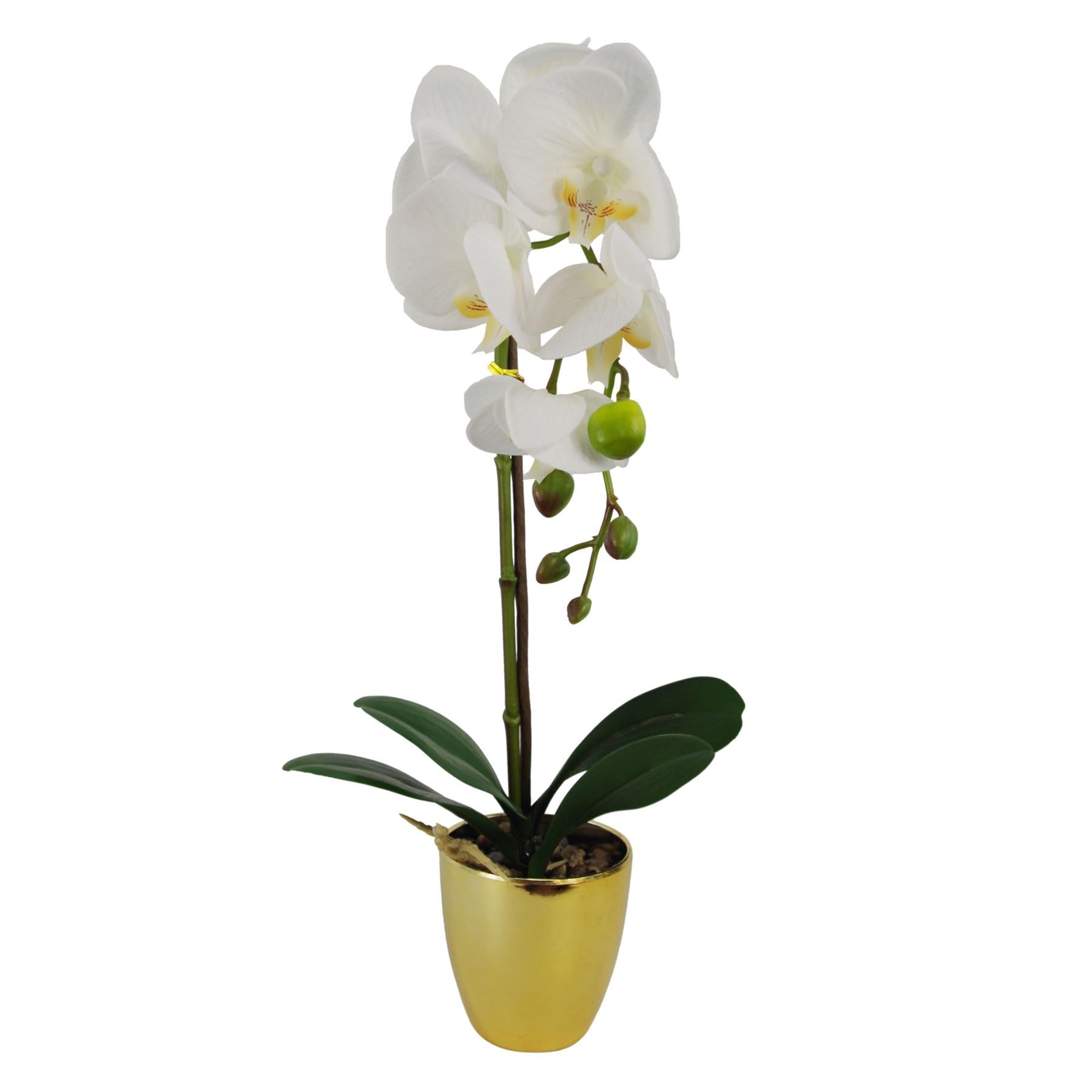 46cm Artificial Orchid Dark White/Silver - Leaf Brand Realistic Real Touch Flowers - Potted Decorative Plant