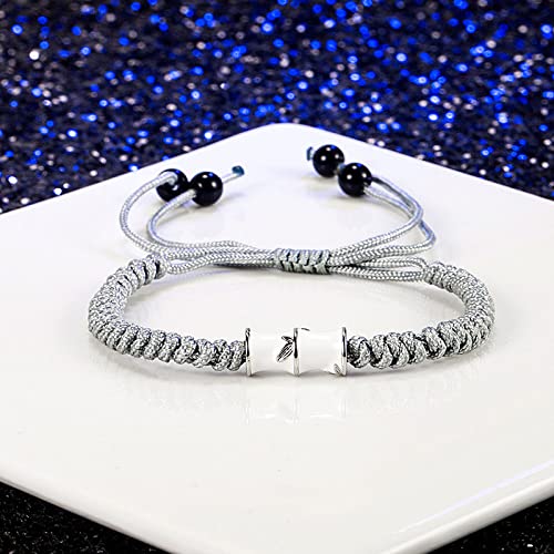 Bracelets d'amitié réglables en cordon gris et argent S925 pour sœurs