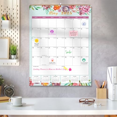 Gannyfer Large Calendar 2024-2025 - 18 months Wall Calendar July 2024 to Dec 2025, 17" x 22" Large Monthly Calendar, Academic Calendar for Planning and Organizing In Your Family, School or Office - Modern Floral(6 Stickers Included) - Image 5