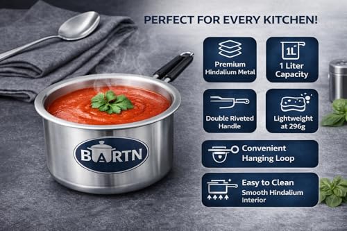Image of Premium Hindalium Silver Saucepan for Tea /Milk /Water | Non-Toxic, Non-Reactive Metal | Pure Hindalium Aluminium Heavy Base Fast Heating Milk Pot & Tea Pan Cookware for Multipurpose Uses | 3 litres