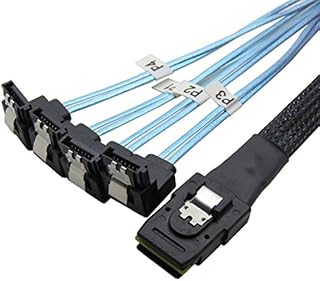 YIWENTEC Mini SAS 36P SFF-8087 to 4 SATA 7Pin 90 degrees target Hard Disk Data Cable (0.5m)