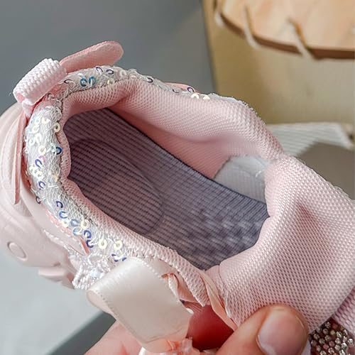 Girls Glitter Sneakers Toddler Lace up Walking Running Shoes Kids Lightweight Non Slip Athletic Sparkle Tennis Shoes3