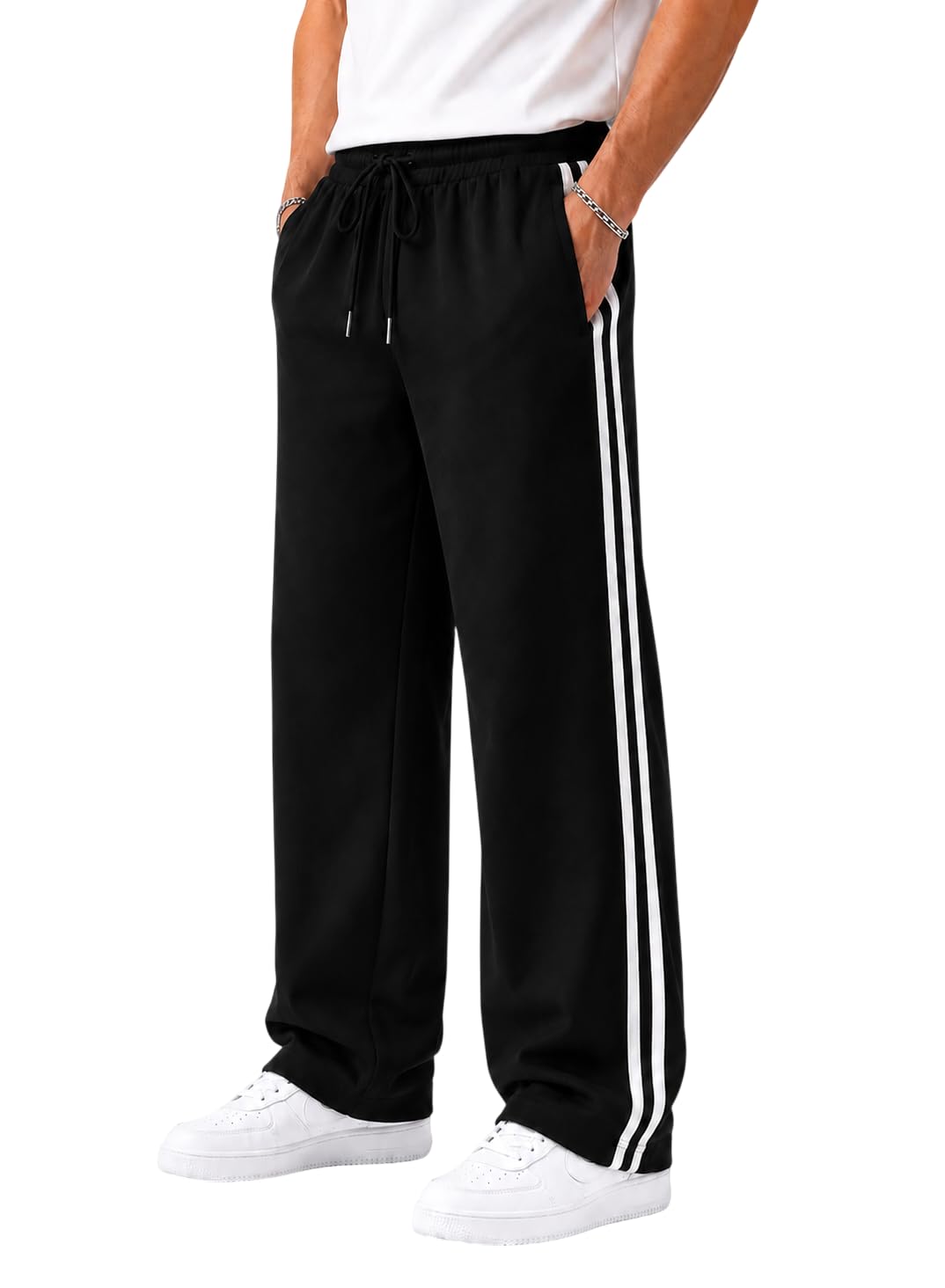 ENDEAVOUR WEAR Men’s Baggy Striped Relaxed Oversized Fit Track Pants | Cotton Rich Fabric | Straight Loose Fit Non-Cuffed | Gym, Streetwear & Casual Comfort Track Pants Lounge Pants-picture-45
