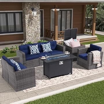 rattan patio furniture with fire pit