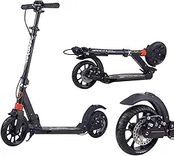 Ultra Wide Big Wheels Adulto Kick Scooter Dobrável & Ajustável Em Altura Capacidade De 330lbs Scooter Para Adolescentes Freio De Mão A Disco