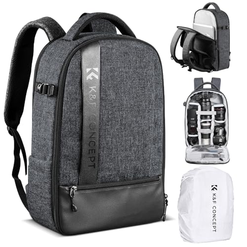 K&F CONCEPT Professional Camera Backpack Large Size Photography Bag Compatible with Camera DSLR, Grey