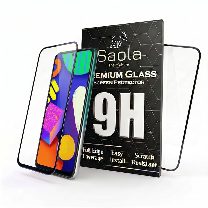 Image of Saola HD+ Oleophobic Tempered Glass Screen Protector For Samsung Galaxy F62 (Pack Of 2) with Free Installation Kit. Full screen Coverage - 6.7 inch