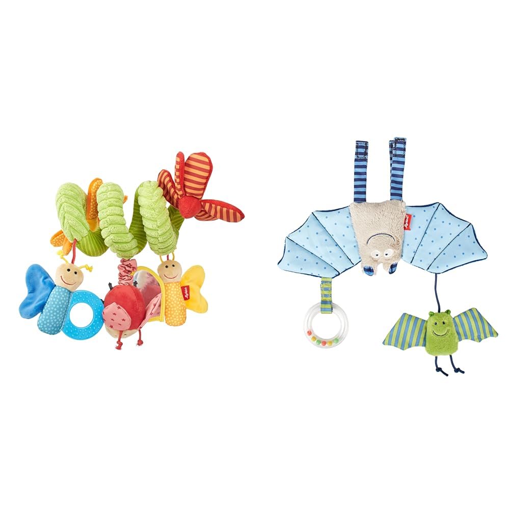 Sigikid 42249 Aktiv-Spirale Schmetterling Baby Activity On Tour Mädchen Babyspielzeug empfohlen ab Geburt Mehrfarbig & 41013 Anhänger Fledermaus Urban Mädchen und Jungen Babyspielzeug