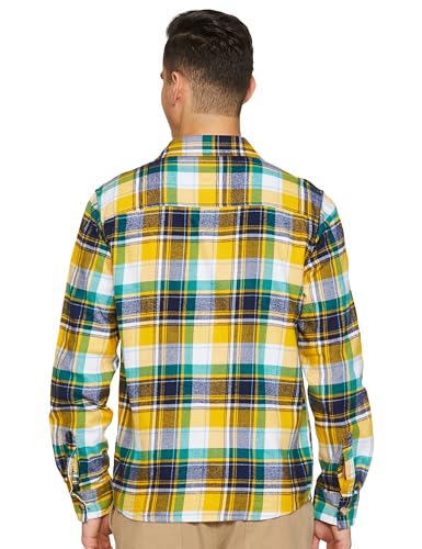 Image of The Indian Garage Co Men Regular Fit Checkered Full Sleeves Spread Collar Double Flap Pocket Casual Over Shirt