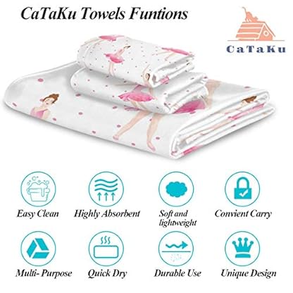 CaTaKu Handtuch-Set 3-teilig Schwanensee Handtuch Bad-Sets 1 Badetuch 1 Waschlappen 1 Handtuch Ballett Handtuch Set 3… – Bild 4