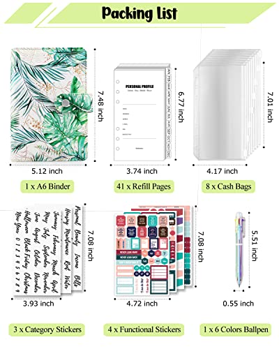 Budget Binder With Zipper Envelopes, Cash Envelopes For Budgeting, 58Pcs A6 Budget Binder Pu Leather 2023-2024 Monthly Planner With Cash Envelopes Stickers Pen, Money Organizer For Cash Savings Binder #TOP5