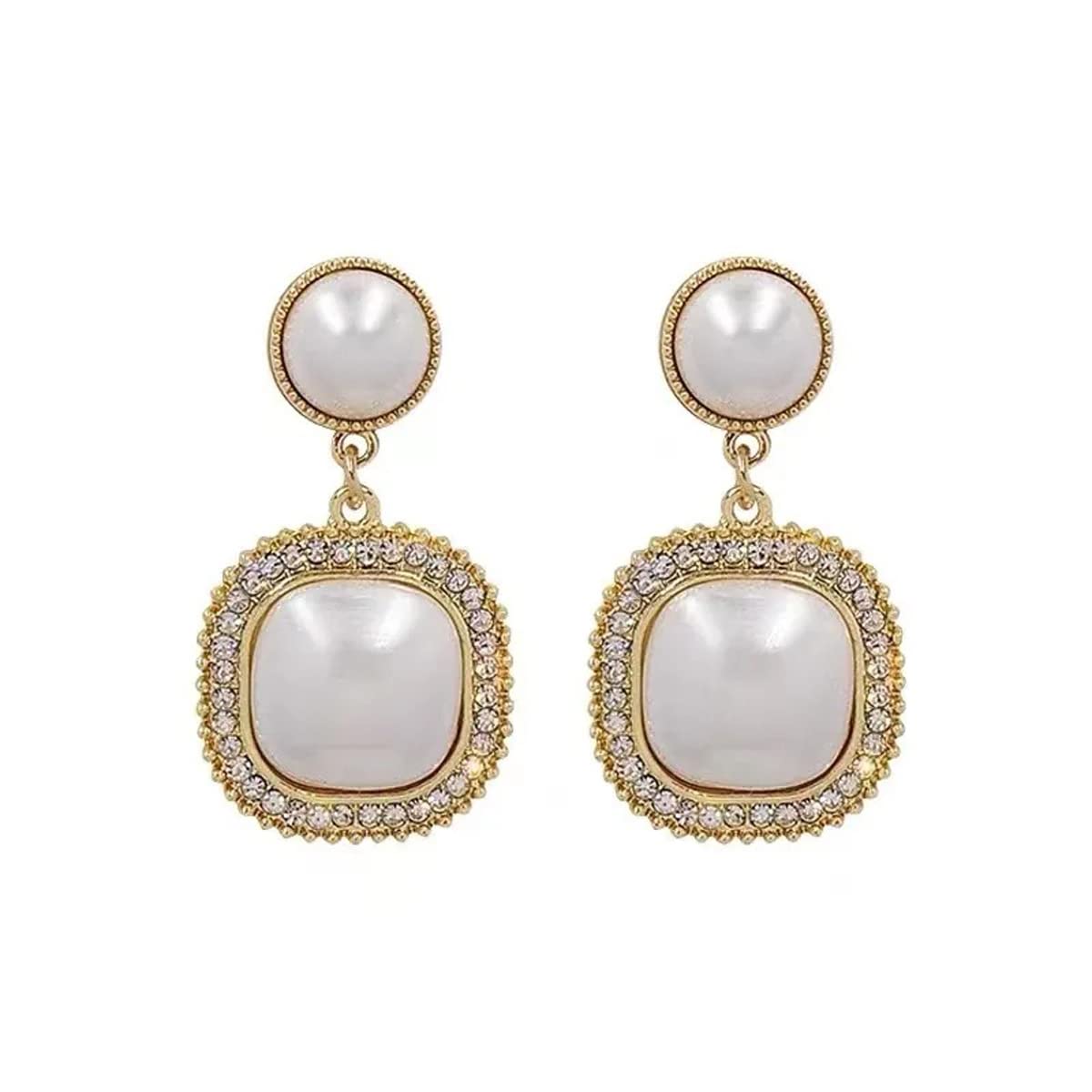 Jewels Galaxy Gold Plated Amazing Korean Square AD-Pearl Drop Earrings (FMYN-ERG-35761) (B0C5RPWNKW) Amazon Price History, Amazon Price Tracker