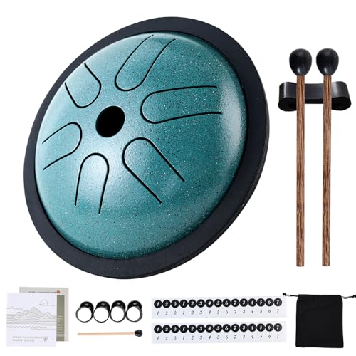 Tambour à langue en acier anti-stress instrument intuitif 6 notes vert pour calmer l'esprit