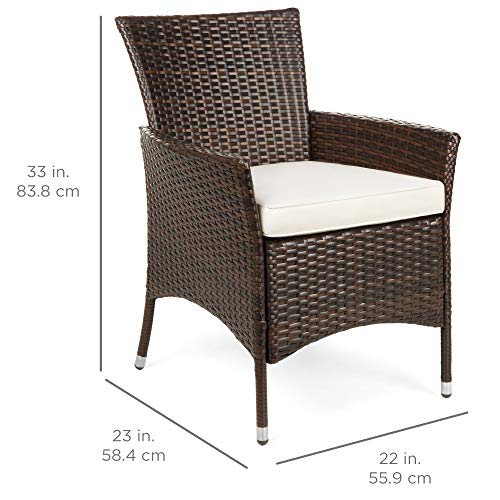 Best Choice Products Set Of 2 Modern Contemporary Wicker Patio Furniture Dining Chairs For Backyard, Poolside, Garden W/Water-Resistant Cushions, Handwoven, Fade-Resistant - Brown #TOP5