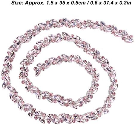 Miniatura 5 de TOPINCN Cadena de flores de ojo de caballo, hecha a mano, cadena de ajuste nupcial con apliques nupciales, cadena de ajuste con cuentas para ropa,