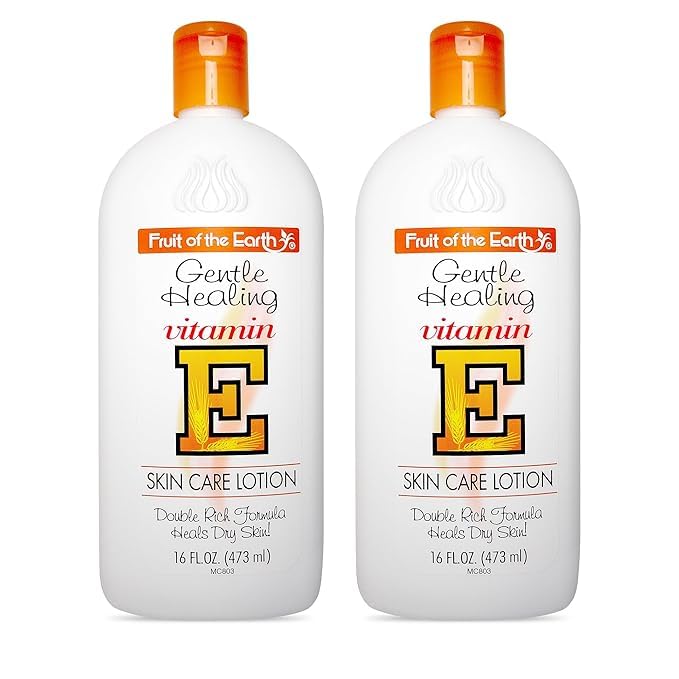 Loção facial Fruit of the Earth com vitamina E e aloe vera, pacote com 2 frascos de 473 mL