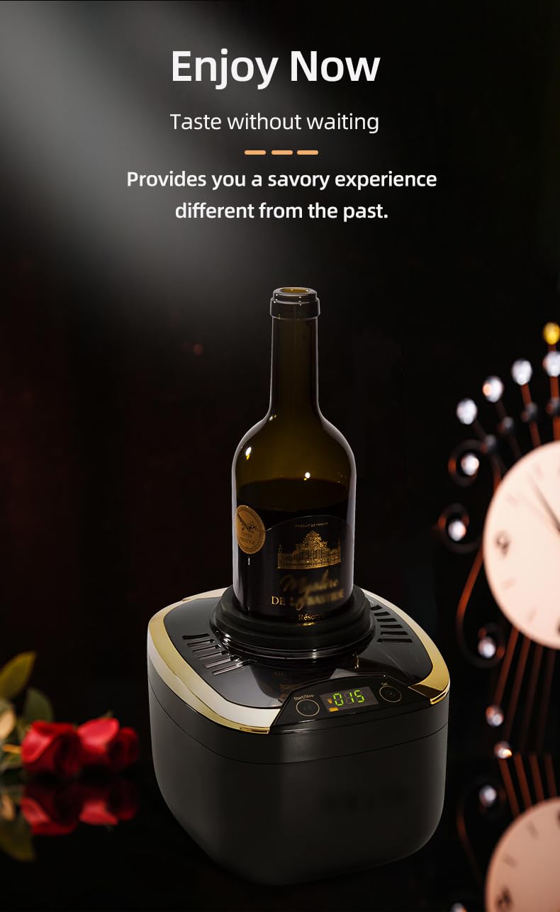 Aérateur de vin électrique - Décanteur à ultrasons pour vin rouge, blanc, champagne et spiritueux - Aération rapide en quelques minutes pour les amateurs de vin