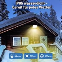 Peasur 4 Stück 3000K Solarlampen für Außen mit Bewegungsmelder, 348 LED Solar Strahler Außen, IP65 Wasserdicht Solarleuchten 3 Modi Solarlampe Garten mit 5m Kabel – Ansicht 4
