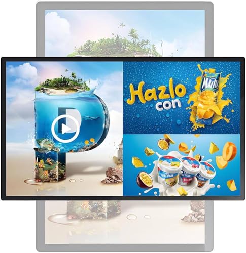 SKIHOT Digital Advertising Display Screen,Led Digital Advertising Screen,15.6" Capacitive Touch & 4K HD,Wall-Mountable (4+64G) HDMI/USB Input,For Restaurant/Retail,Auto Media Play,Businesses 21.5in