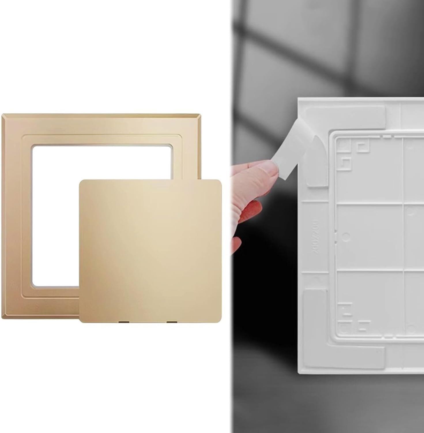 k3Mq9Rw Recessed Access Panel Self-adhesive Cover Plates Mini Access Hatches Suitable For Pipes, HVAC Ducts And Cabling(Gold,150x150mm (5.9x5.9in))