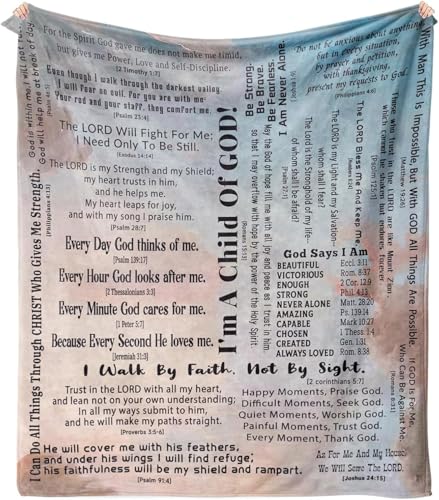 Christian Blanket Gifts for Women Men, Religious Blanket with Bible Verse 60"x50", Scripture Blankets, Catholic Spiritual Gifts, Faith Based Gifts
