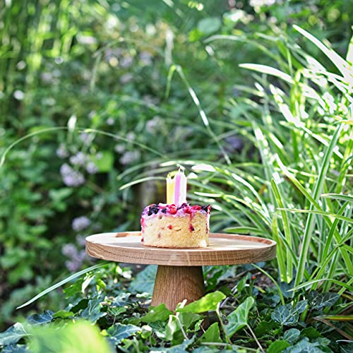 Natuhr Etagere Kuchenplatte - Stand - Servierplatte Obstkorb Tortenplatte Serviergeschirr Eiche Massivholz (21 cm Durchmesser)