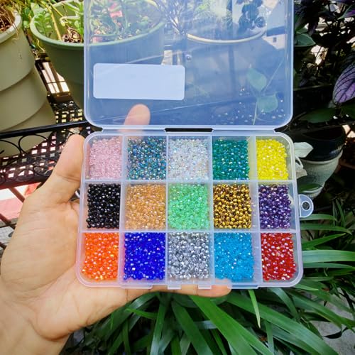 Image of 2mm Rondelle Glass Beads for Jewelry Making, 2700pcs Faceted Briolette Crystal Spacer Beads for Bracelets Necklaces Earring