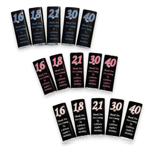 Bespoke Candy Delights 50 Personalised DIY Chocolate Bar Wrappers for Birthday Party Table Favours
