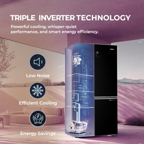 Image of Haier 520 L 3 Star Lumiere Frost Free Triple Inverter French Door Side by Side Refrigerator (HRB-600EK, Ebony Black, Magic Convertible Zone, Deo Fresh Technology, 2026 Model)