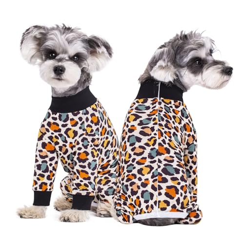 Image of Dog Surgery Recovery Suit for Small Dogs, 4-Legged Dog Onesie After Surgery with Back Snaps, Breathable Cotton Spay and Neuter Bodysuit for Female and Male Dogs