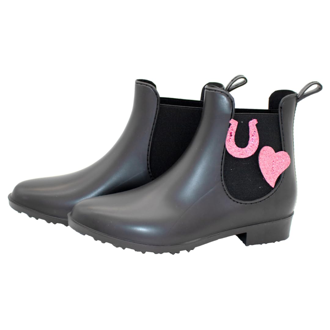 PFIFF 102663 Kinder Stiefelette „Lucky“, wasserdichte Gummistiefel, Schwarz, 30-35