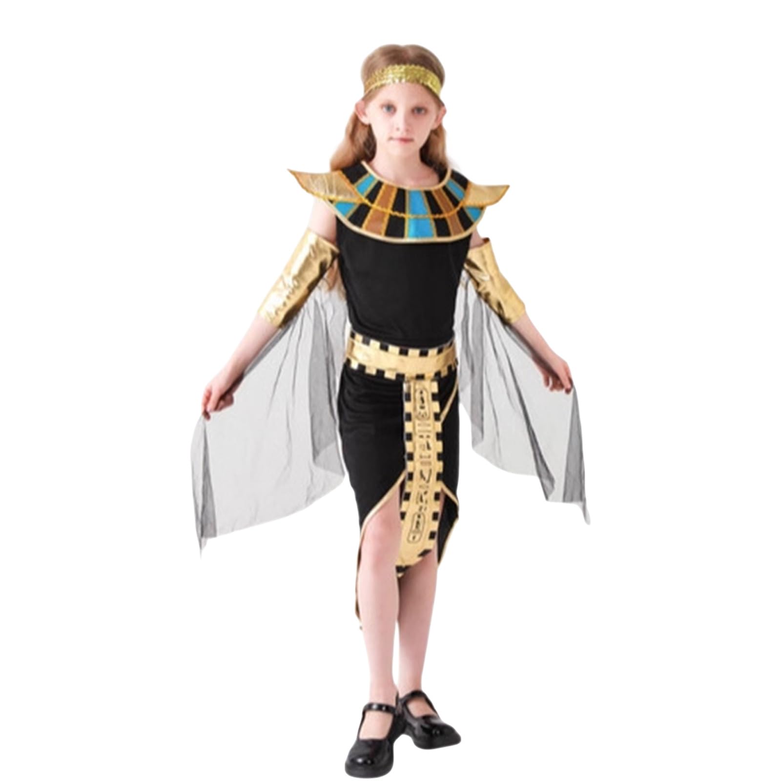 Générique enfant cour déguisement jeu rôle historique cosplay fête médiéval élégant reine princesse dame tenue spectacle cérémonie (Black, 130)