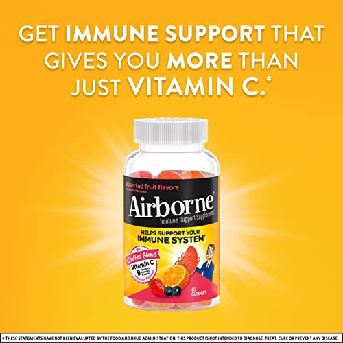 Airborne Vitamin C 750Mg (Per Serving) - Assorted Fruit Gummies (63 Count In A Bottle), Gluten-Free Immune Support Supplement With Vitamins C E, Selenium (Pack Of 2) #TOP4
