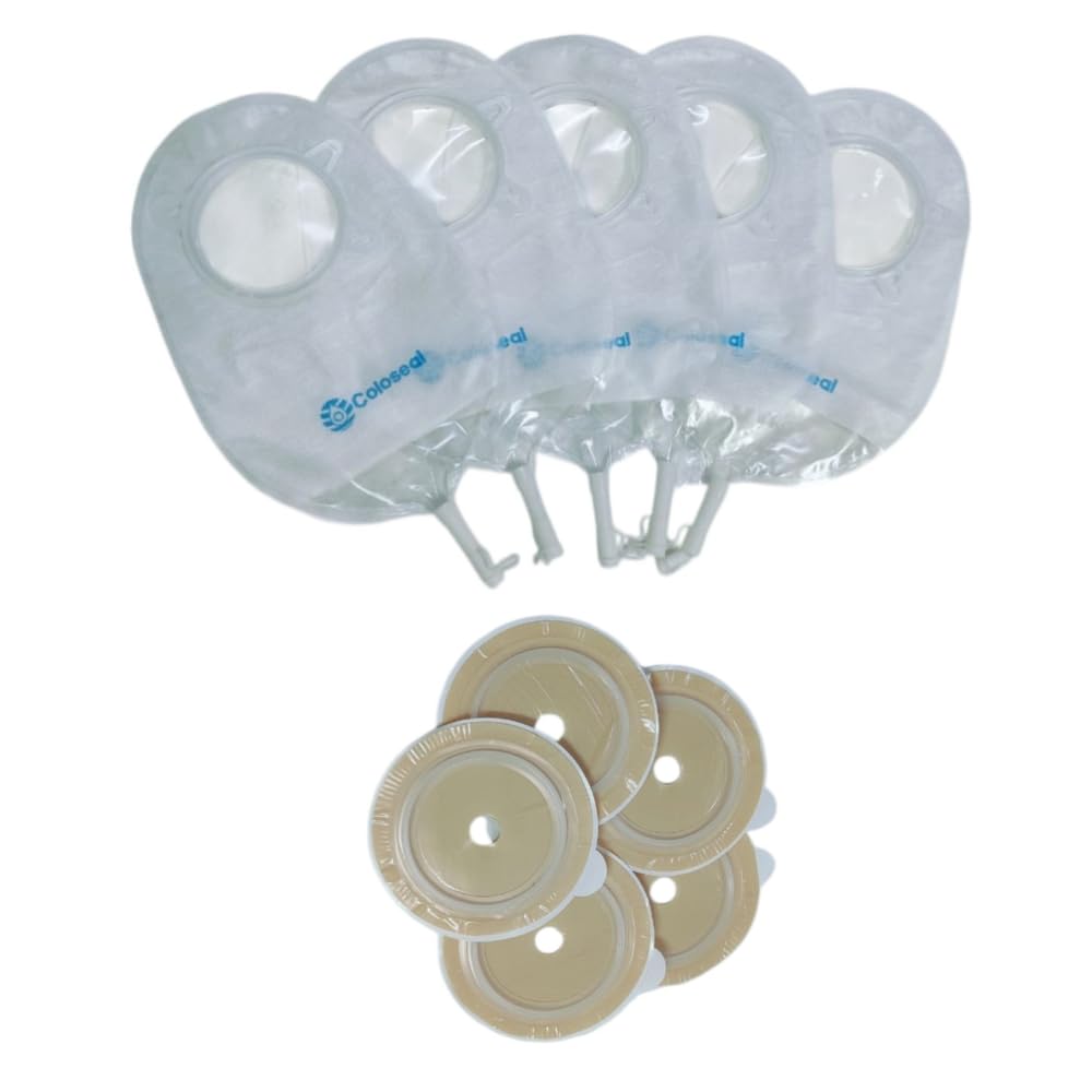21370, Two Piece Urostomy Bag Kit-70mm (Bag+Barrier), Stoma | Ostomy Bag, Drainable Bag & Pouches, Transparent, (Pack of 5)-image-23