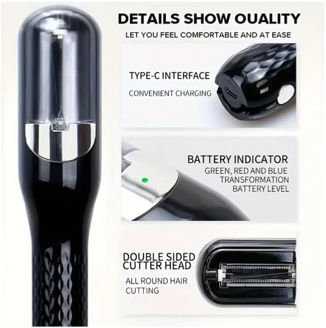 Image of YOGIMOONI Cordless Split End Hair Trimmer Machine | Rechargeable Electric Split Ends Remover Tool for Dry, Damaged, Curly, Frizzy Hair | 2-in-1 Automatic Split End Cutter for Men & Women