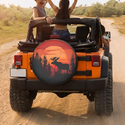 Image of Moose Wild Nature Landscape Spare Tire Cover Dust-Proof Wheel Tire Cover Fit Trailer, RV, SUV and Many Vehicle 14 Inch