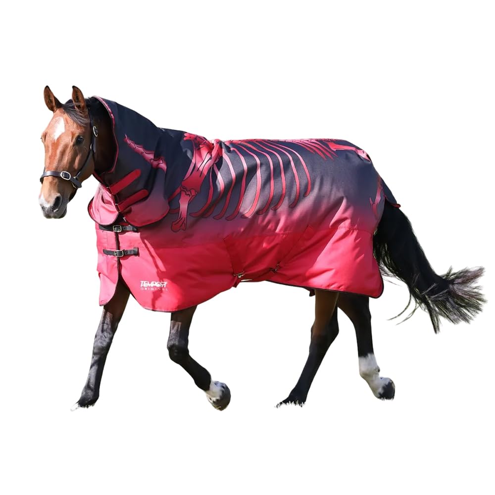 Tempest - Manta Combo de Ejercicio para Caballos Contorneado Original Diseño Esqueleto (5') (Rojo)