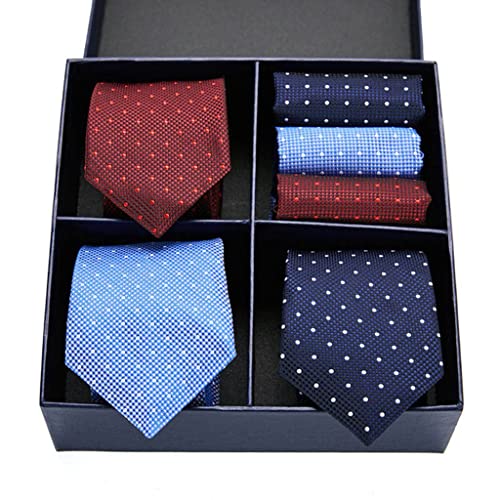 Set 3 Corbatas de Seda para Hombre con Pañuelo y Caja