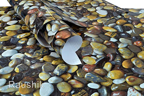 Image of Self Adhesive Gloss Vinyl Wrap Film, High Gloss Marble Furniture Film Wallpaper (12 * 120 inch, Multi-Stone)